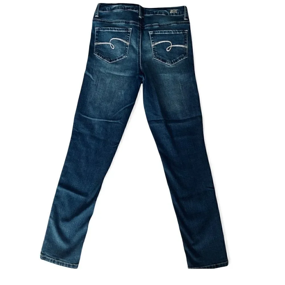Justice Distressed Mid-Rise Girlfriend Super Skinny Jeans Size 14